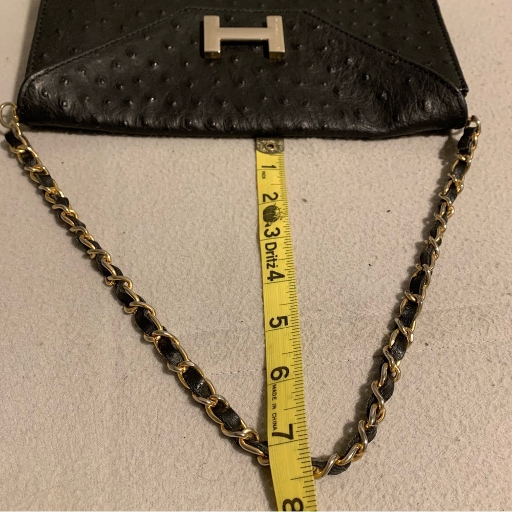 Courage B Black Genuine Leather Chain Strap Handbag Made In Italy - Picture 6 of 8